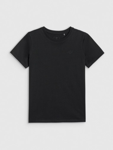  4F JUNIOR Dziewczęcy tshirt bez nadruku 4F 4FJRMM00TTSHF3231  czarny Czarny