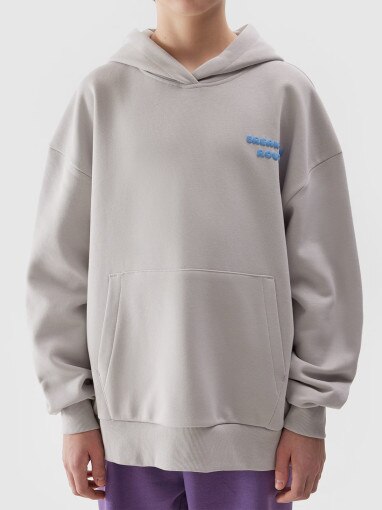 Chłopięca bluza nierozpinana z kapturem 4F 4FJRSS24TSWSM1301 - szara