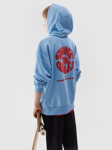 Chłopięca bluza nierozpinana z kapturem 4F 4FJRSS24TSWSM1301 - niebieska