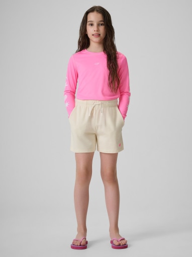 Dziewczęcy longsleeve do pływania UPF50+ 4F 4FJRSS26TFLOF697 - różowy