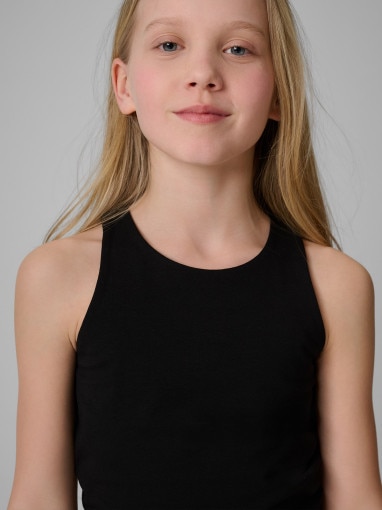 Dziewczęcy crop top 4F 4FJRSS26TSLEF327 - czarny