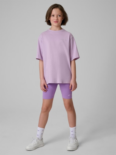 4F JUNIOR Dziewczęce kolarki dzianinowe 4F 4FJRSS26TSTIF033  fioletowe Fioletowy