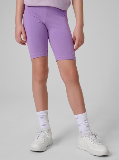 Dziewczęce kolarki dzianinowe 4F 4FJRSS26TSTIF033 - fioletowe