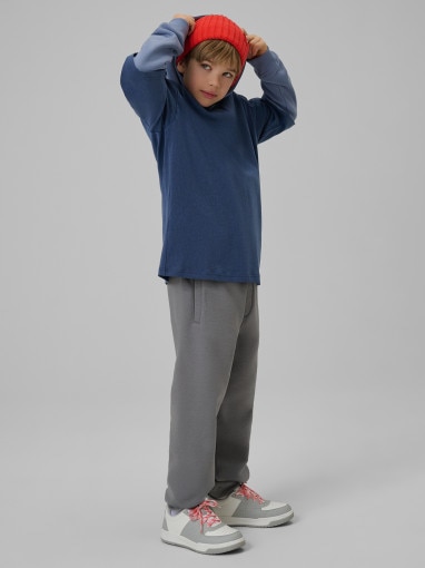 Chłopięca bluza nierozpinana z kapturem 4F 4FJRSS26TSWSM2637 - denim
