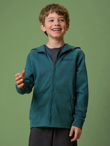  4F JUNIOR Chłopięca bluza rozpinana z kapturem 4F 4FJRSS26TSWSM2825  turkusowa Turkusowy