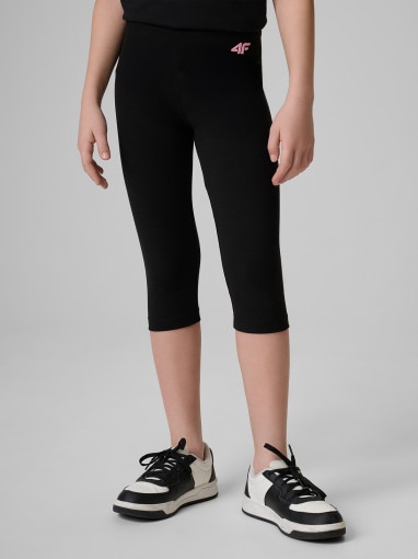 Dziewczęce legginsy 3/4 4F 4FJRSS26TTIGF331 - czarne