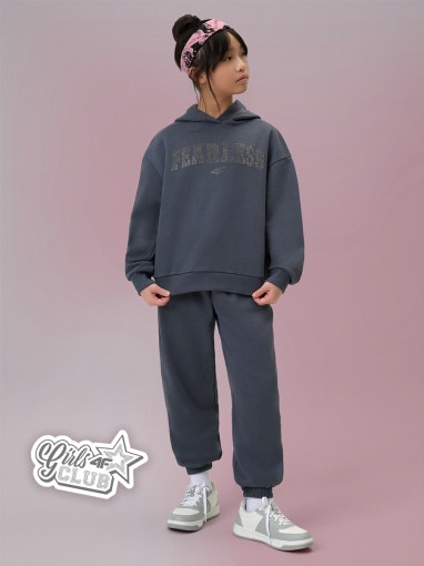 4F JUNIOR Dziewczęce spodnie dresowe joggery4f 4FJRSS26TTROF1729 szare Szary