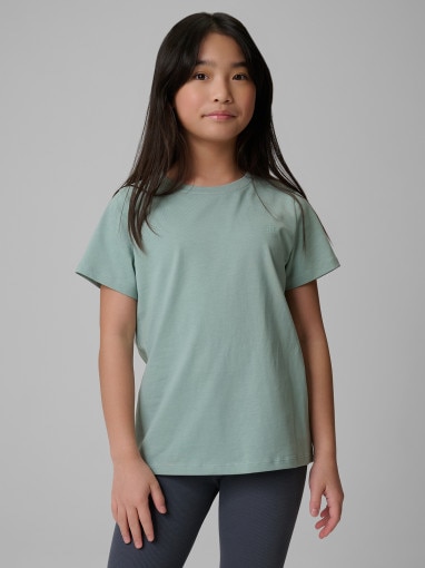  4F JUNIOR Dziewczęcy tshirt bez nadruku 4F 4FJRSS26TTSHF3554  miętowy Miętowy