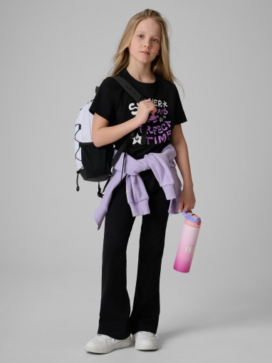 Dziewczęcy t-shirt z nadrukiem 4F 4FJRSS26TTSHF3913 - czarny