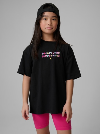  4F JUNIOR Dziewczęcy tshirt z nadrukiem 4F 4FJRSS26TTSHF4137  czarny Czarny