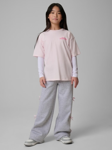 Dziewczęcy t-shirt z nadrukiem 4F 4FJRSS26TTSHF4137 - różowy