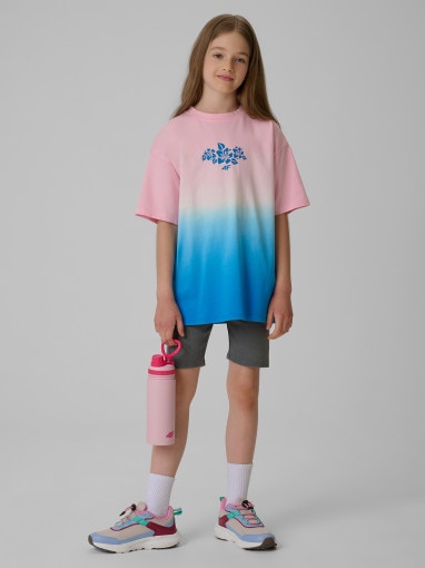 Dziewczęcy t-shirt z nadrukiem 4F 4FJRSS26TTSHF4186 - multikolor