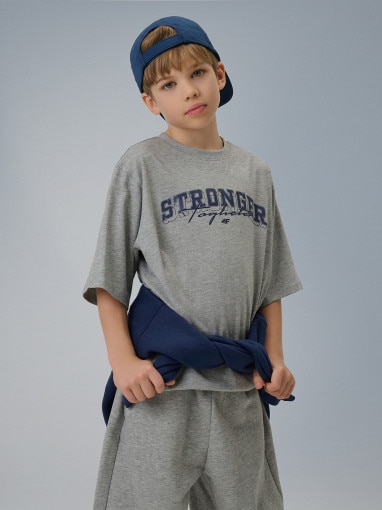  4F JUNIOR Chłopięcy tshirt z nadrukiem 4F 4FJRSS26TTSHM3465  szary Szary