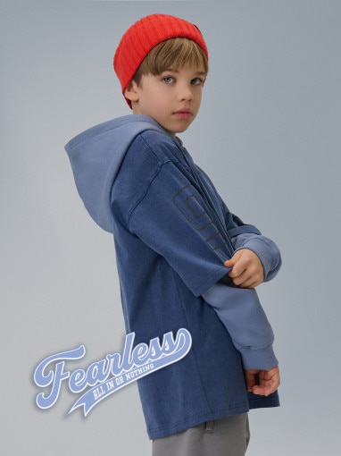  4F JUNIOR Chłopięcy tshirt z nadrukiem 4F 4FJRSS26TTSHM3467  niebieski Niebieski