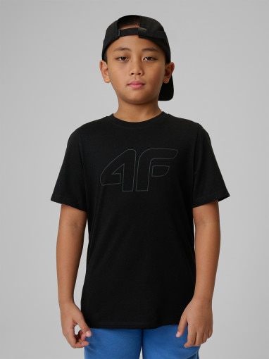  4F JUNIOR Chłopięcy tshirt z nadrukiem 4F 4FJRSS26TTSHM3599  czarny Czarny