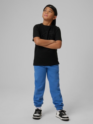 Chłopięcy t-shirt z nadrukiem 4F 4FJRSS26TTSHM3599 - czarny