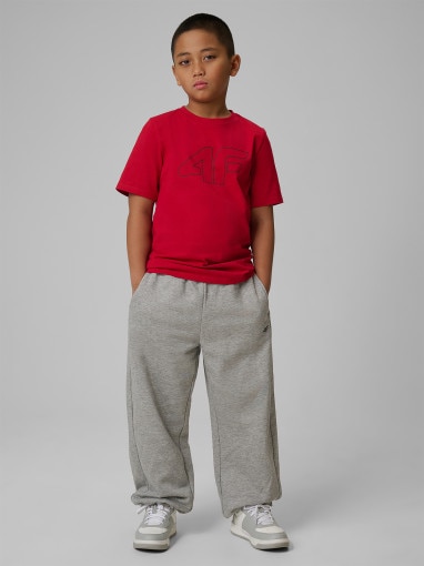 Chłopięcy t-shirt z nadrukiem 4F 4FJRSS26TTSHM3599 - czerwony