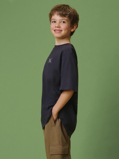 Chłopięcy t-shirt z nadrukiem 4F 4FJRSS26TTSHM3748 - szary