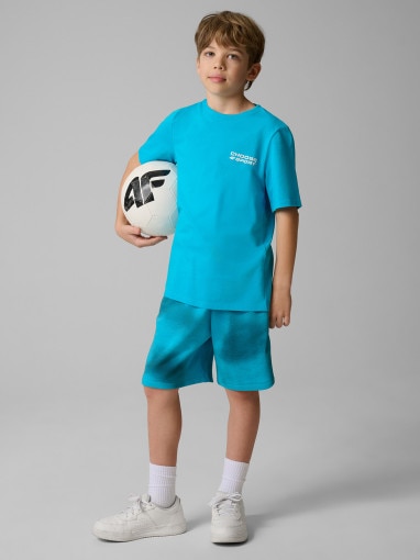 Chłopięcy t-shirt z nadrukiem 4F 4FJRSS26TTSHM3832 - niebieski