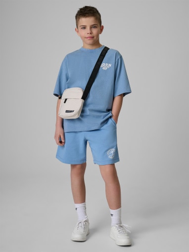 Chłopięcy t-shirt z nadrukiem 4F 4FJRSS26TTSHM3906 - niebieski