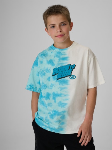  4F JUNIOR Chłopięcy tshirt z nadrukiem 4F 4FJRSS26TTSHM4168  niebieski Niebieski