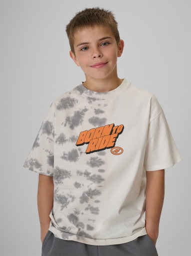  4F JUNIOR Chłopięcy tshirt z nadrukiem 4F 4FJRSS26TTSHM4168  szary Szary