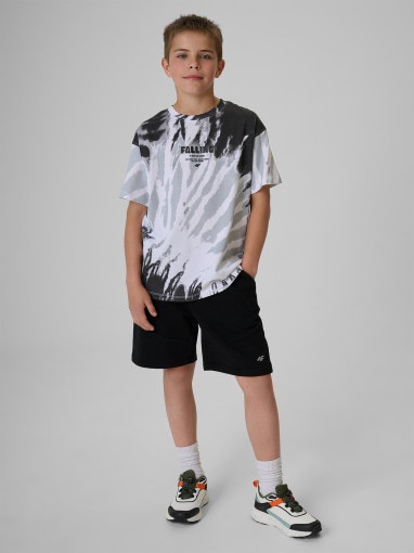 Chłopięcy t-shirt z nadrukiem 4F 4FJRSS26TTSHM4173 - szary