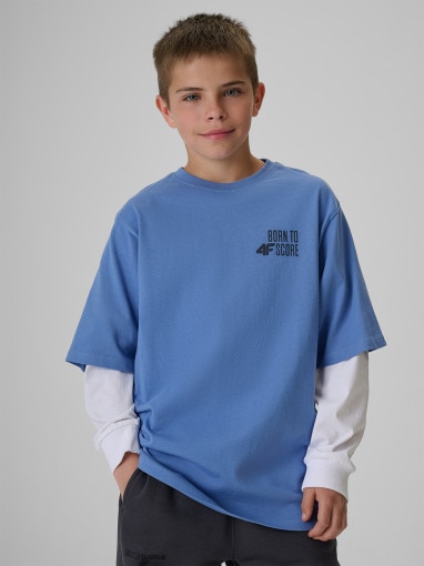  4F JUNIOR Chłopięcy tshirt z nadrukiem 4F 4FJRSS26TTSHM4277  denim Denim