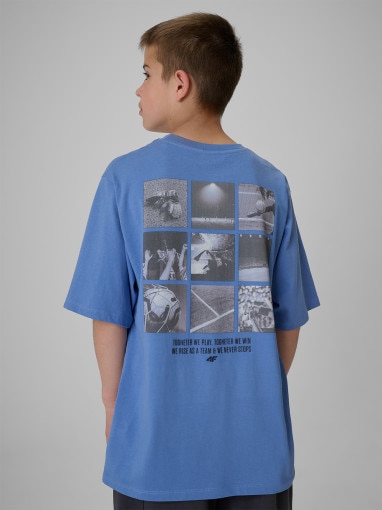 Chłopięcy t-shirt z nadrukiem 4F 4FJRSS26TTSHM4277 - denim