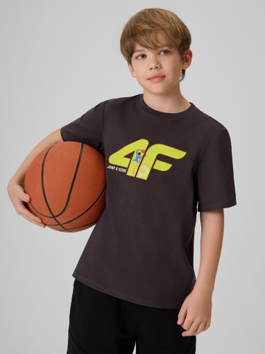  4F JUNIOR Chłopięcy tshirt z nadrukiem 4F 4FJRSS26TTSHM4280  szary Szary