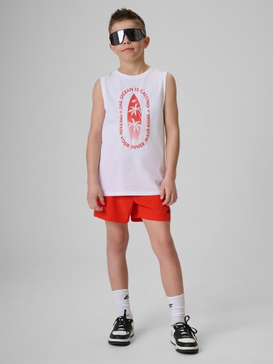  4F JUNIOR Chłopięce spodenki plażowe 4F 4FJRSS26UBDSM217  czerwone Czerwony