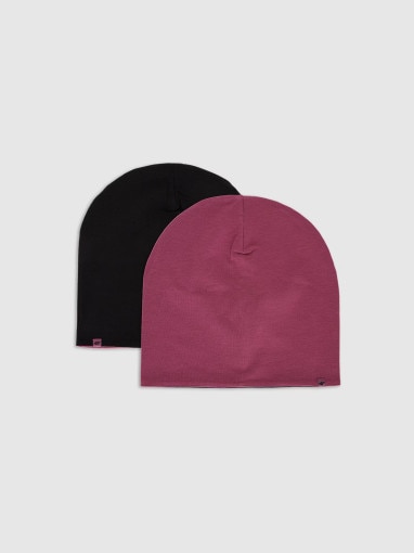  4F JUNIOR Dziecięca czapka beanie dwustronna 4F 4FJWAW25ACAPU603  różowa Różowy