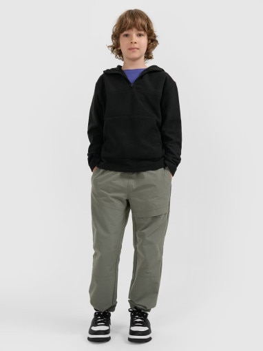 Chłopięcy polar z kapturem 4F 4FJWAW25TFLEM350 - czarny