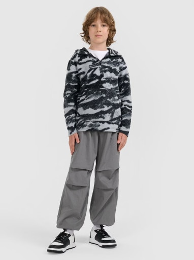 Chłopięcy polar z kapturem 4F 4FJWAW25TFLEM350 - multikolor