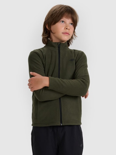  4F JUNIOR Chłopięcy polar ze stójką 4F 4FJWAW25TFLEM413  khaki Khaki