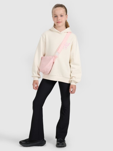 Dziewczęca bluza nierozpinana z kapturem 4F 4FJWAW25TSWSF2147 - biała