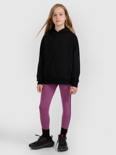  4F JUNIOR Dziewczęce legginsy dzianinowe 4F 4FJWAW25TTIGF243  fioletowe Fioletowy