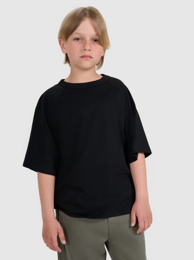  4F JUNIOR Chłopięcy tshirt oversize 4F 4FJWAW25TTSHM2411  czarny Czarny