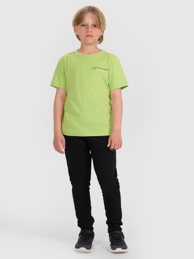Chłopięcy t-shirt z nadrukiem 4F 4FJWAW25TTSHM2415 - zielony
