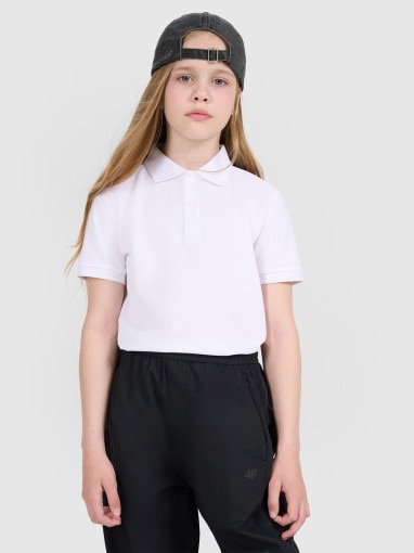  4F JUNIOR Dziecięca koszulka polo 4F 4FJWMM00TPTSU513  biała Biały