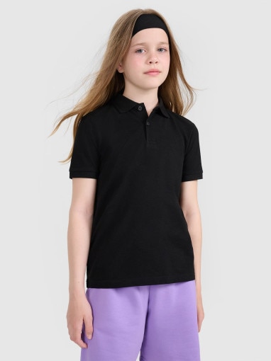  4F JUNIOR Dziecięca koszulka polo 4F 4FJWMM00TPTSU513  czarna Czarny