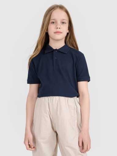  4F JUNIOR Dziecięca koszulka polo 4F 4FJWMM00TPTSU513  granatowa Granatowy
