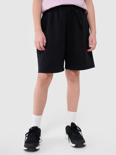 Dziewczęce spodenki dresowe 4F 4FJWMM00TSHOF630 - czarne