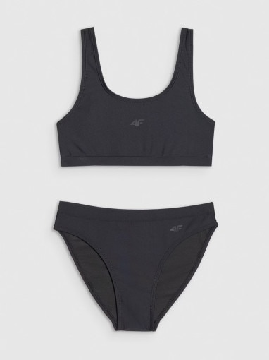  4F JUNIOR Dziewczęcy strój kąpielowy dwuczęściowy 4F 4FJWMM00UBKSF027  czarny Czarny