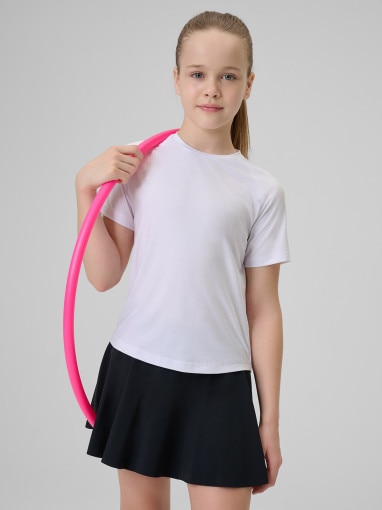  4F JUNIOR Dziewczęca koszulka treningowa 4F 4FJWSS26TFTSF1963  biała Biały