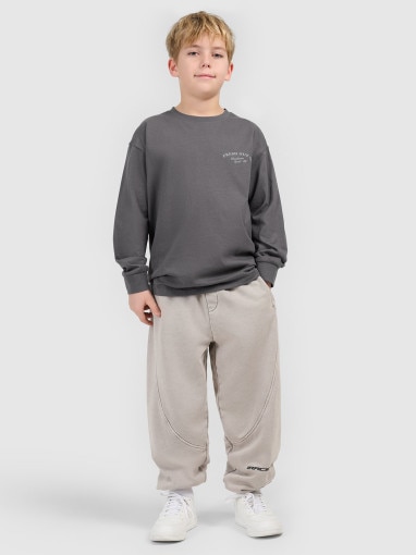  4F JUNIOR Chłopięcy longsleeve z nadrukiem 4f 4FJWSS26TLONM535  szary Szary