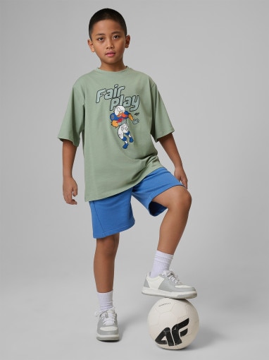  4F JUNIOR Chłopięce spodenki dresowe 4F 4FJWSS26TSHOM784  niebieskie Niebieski