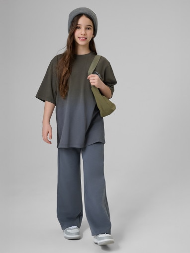  4F JUNIOR Dziewczęce spodnie dresowe 4F 4FJWSS26TTROF1656  szare Szary