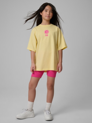 Dziewczęcy t-shirt z nadrukiem 4F 4FJWSS26TTSHF2940 - żółty