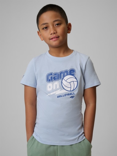  4F JUNIOR Chłopięcy tshirt z nadrukiem 4F 4FJWSS26TTSHM3011  niebieski Niebieski